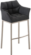 Barkruk met Stoffen Bekleding - Barstoel - Extra Comfort, Zilverkleurig Roestvrijstalen Onderstel Kleur donkergrijs Onderstel Kleur roestvrij staal