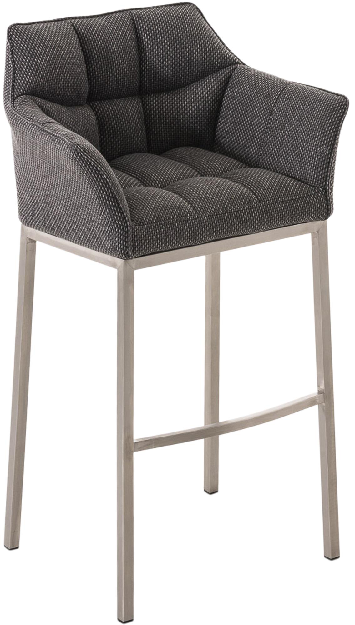 Barkruk met Stoffen Bekleding - Barstoel - Extra Comfort, Zilverkleurig Roestvrijstalen Onderstel Kleur titangrijs Onderstel Kleur roestvrij staal