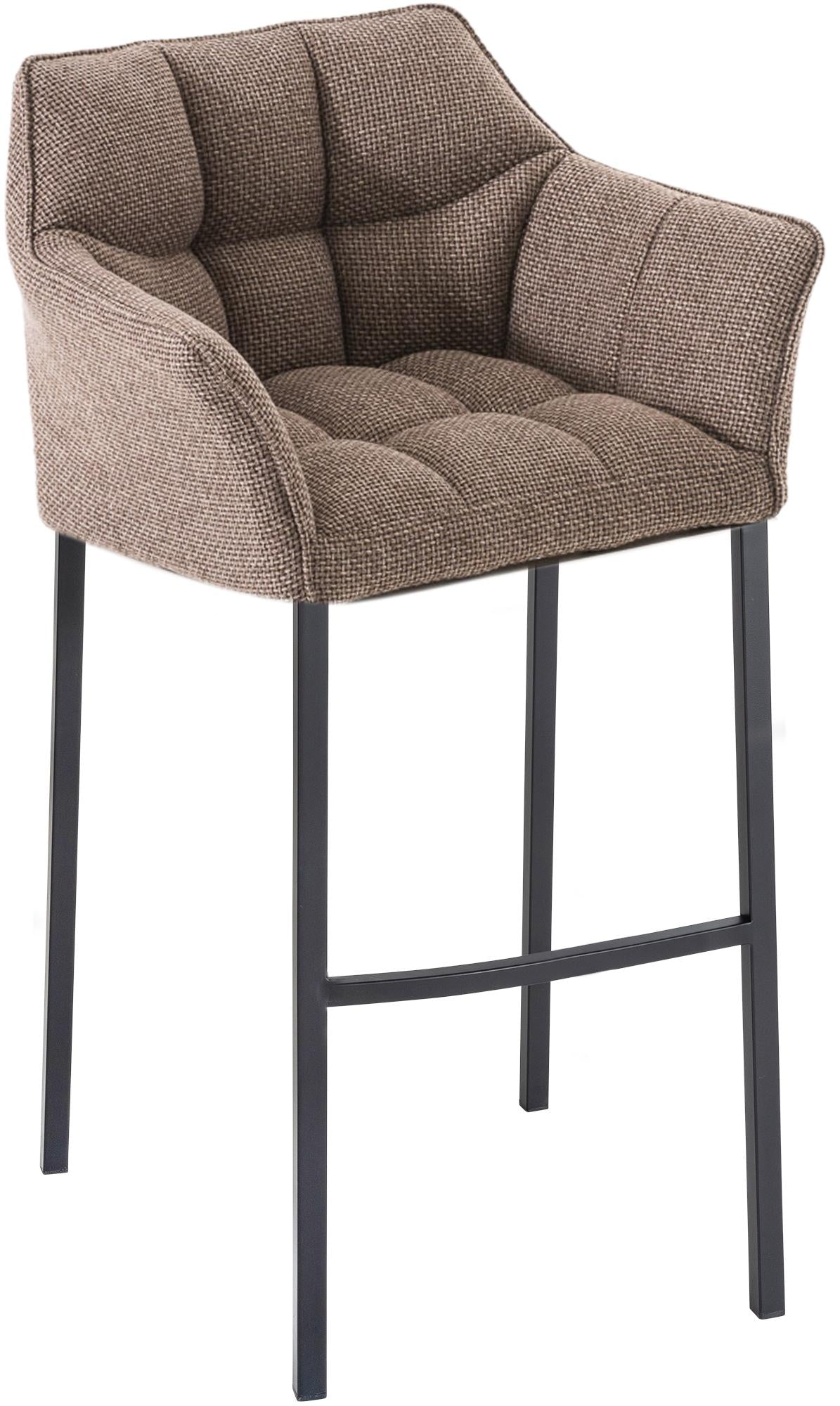 Barkruk met Stoffen Bekleding - Barstoel - Extra Comfort, Zilverkleurig Roestvrijstalen Onderstel Kleur terrabruin Onderstel Kleur zwart