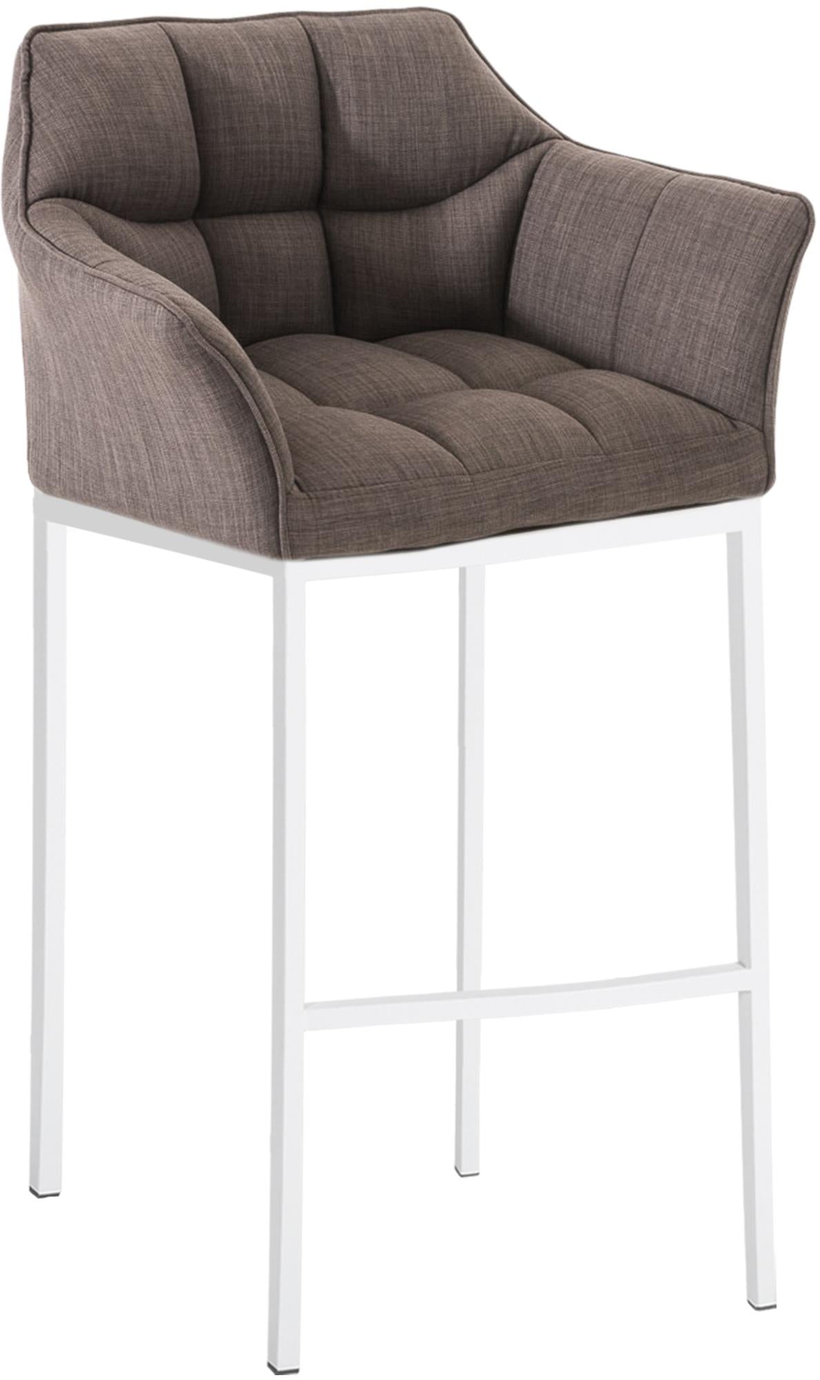 Barkruk met Stoffen Bekleding - Barstoel - Extra Comfort, Zilverkleurig Roestvrijstalen Onderstel Kleur grijs Onderstel Kleur wit