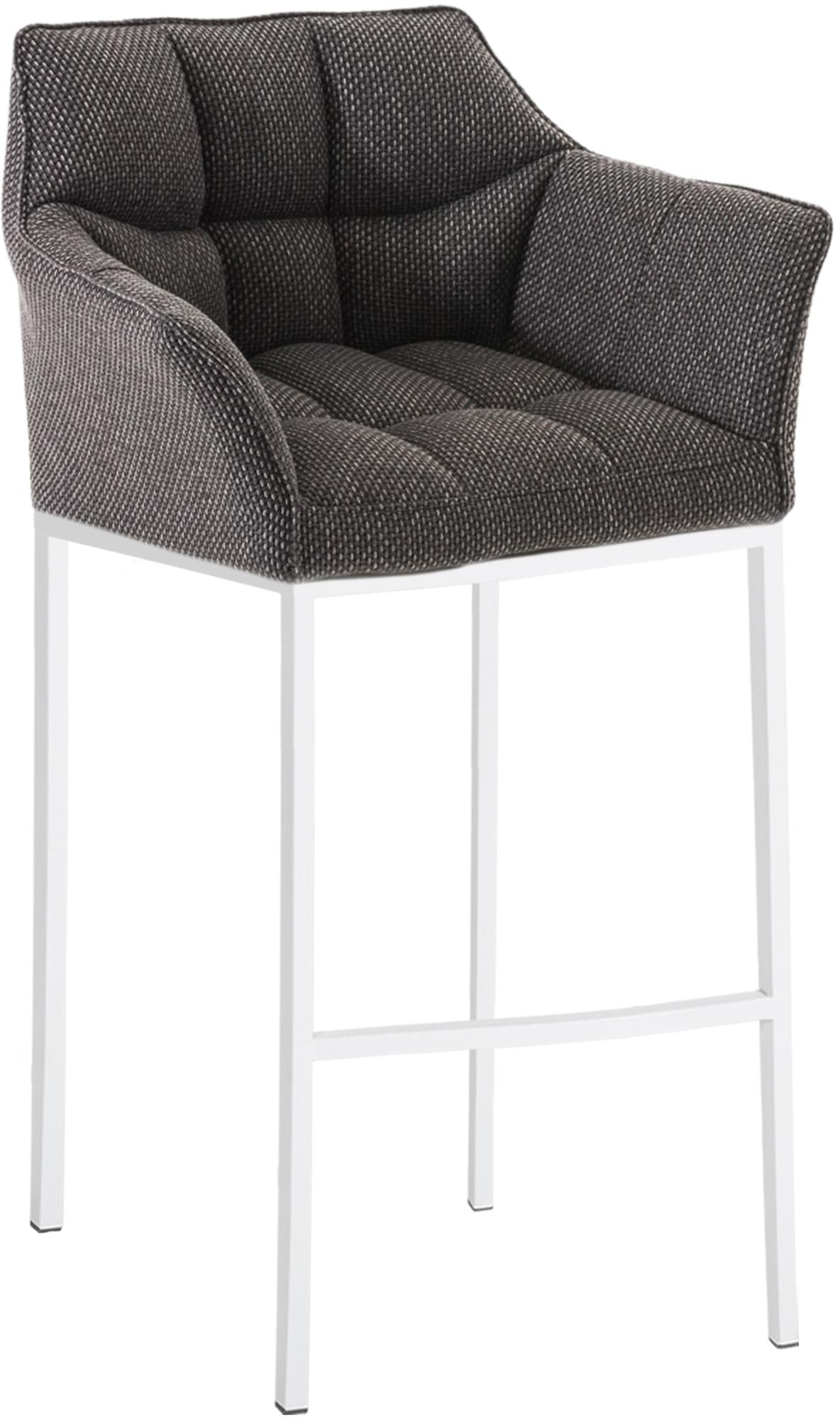 Barkruk met Stoffen Bekleding - Barstoel - Extra Comfort, Zilverkleurig Roestvrijstalen Onderstel Kleur titangrijs Onderstel Kleur wit