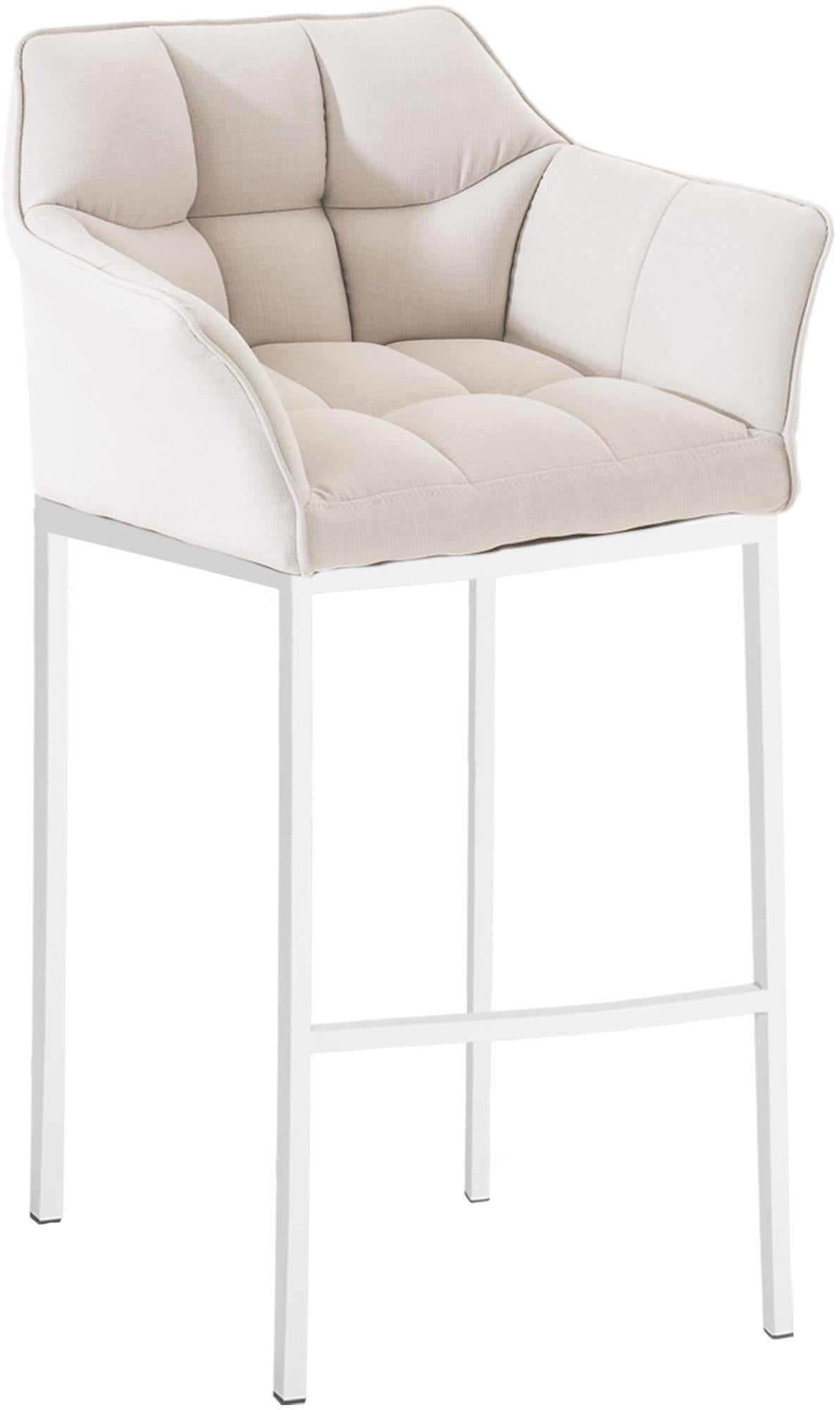 Barkruk met Stoffen Bekleding - Barstoel - Extra Comfort, Zilverkleurig Roestvrijstalen Onderstel Kleur wit Onderstel Kleur wit