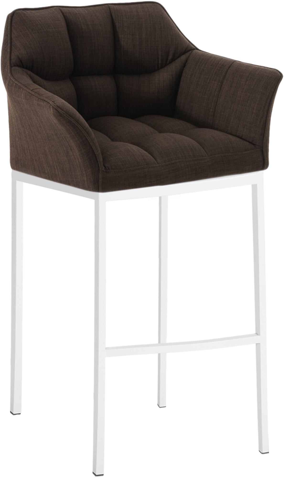 Barkruk met Stoffen Bekleding - Barstoel - Extra Comfort, Zilverkleurig Roestvrijstalen Onderstel Kleur bruin Onderstel Kleur wit