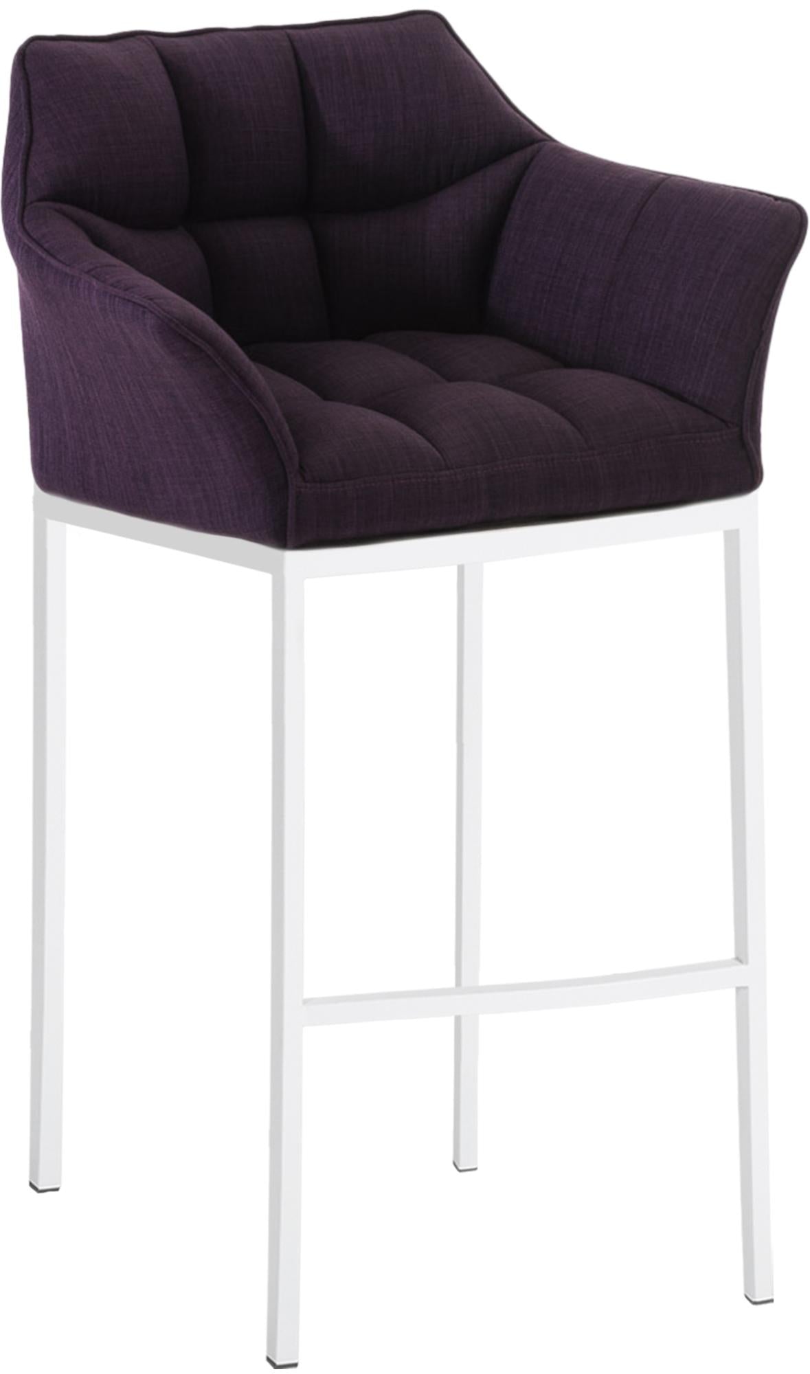 Barkruk met Stoffen Bekleding - Barstoel - Extra Comfort, Zilverkleurig Roestvrijstalen Onderstel Kleur lila Onderstel Kleur wit