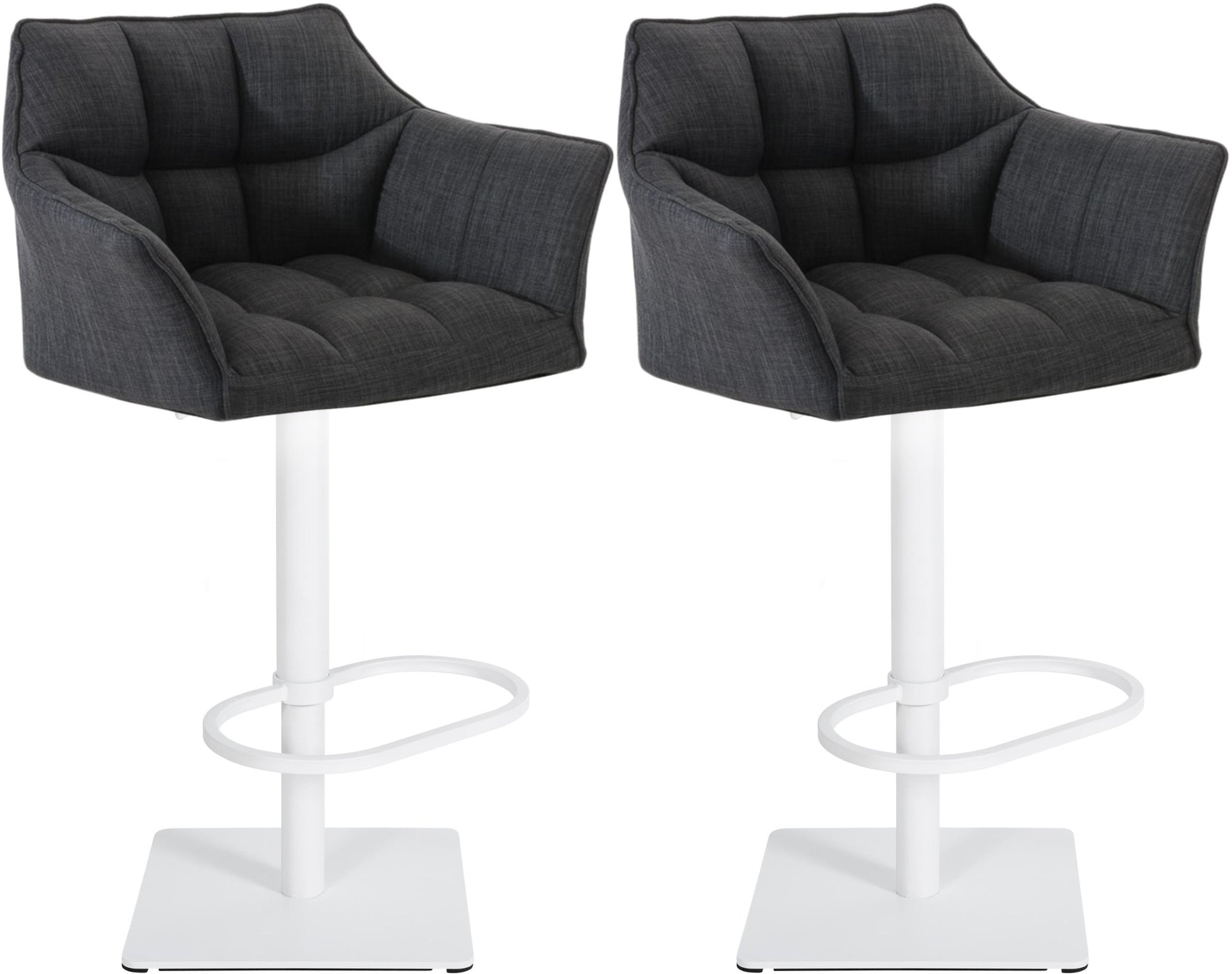Set van 2 Verstelbare Barkrukken - Hoge Krukken - Extra Zitcomfort Onderstel Kleur wit Kleur donkergrijs