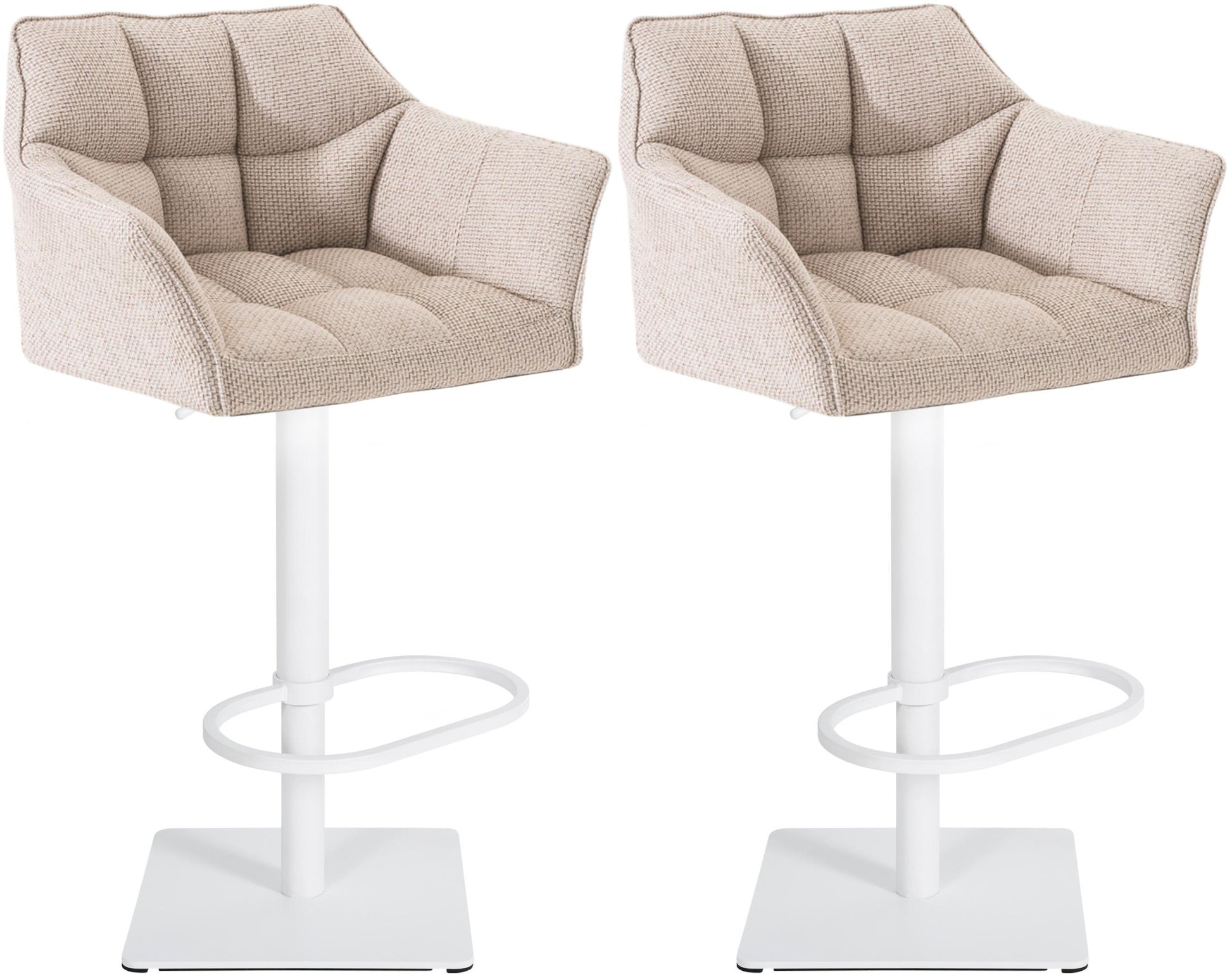 Set van 2 Verstelbare Barkrukken - Hoge Krukken - Extra Zitcomfort Onderstel Kleur wit Kleur ivoor