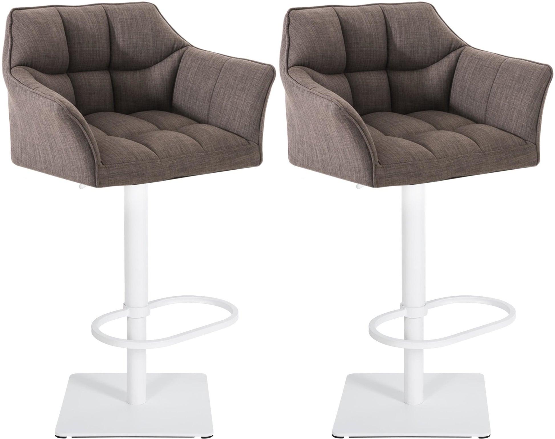 Set van 2 Verstelbare Barkrukken - Hoge Krukken - Extra Zitcomfort Onderstel Kleur wit Kleur grijs