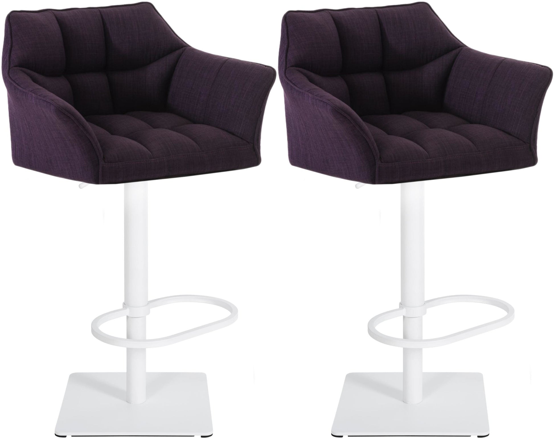 Set van 2 Verstelbare Barkrukken - Hoge Krukken - Extra Zitcomfort Onderstel Kleur wit Kleur lila