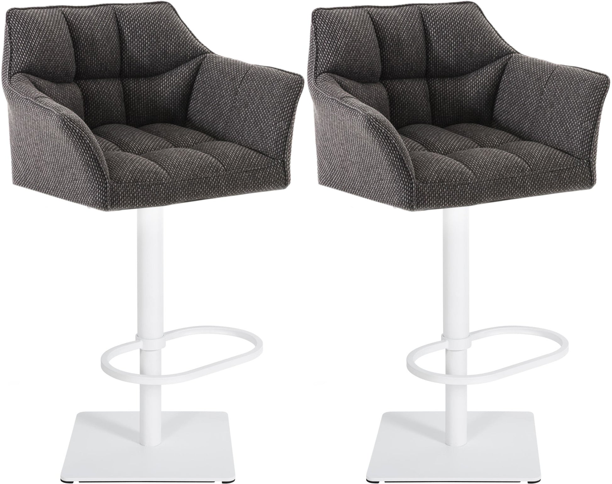 Set van 2 Verstelbare Barkrukken - Hoge Krukken - Extra Zitcomfort Onderstel Kleur wit Kleur titangrijs