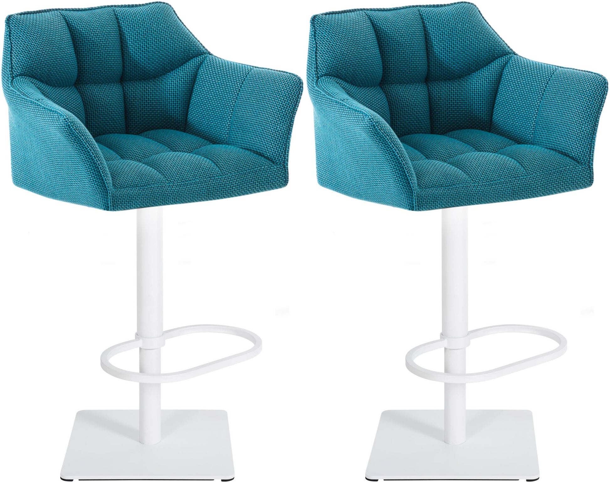 Set van 2 Verstelbare Barkrukken - Hoge Krukken - Extra Zitcomfort Onderstel Kleur wit Kleur turkoois