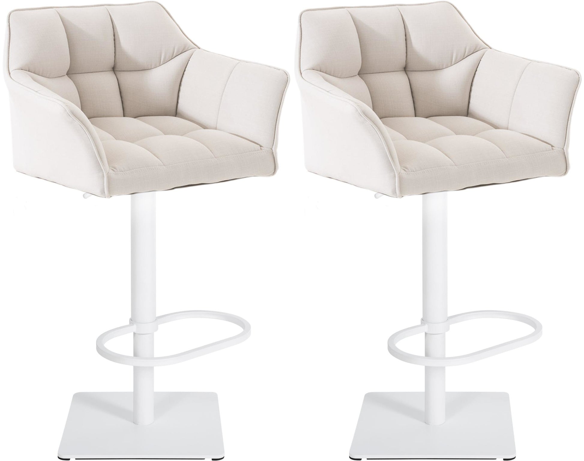 Set van 2 Verstelbare Barkrukken - Hoge Krukken - Extra Zitcomfort Onderstel Kleur wit Kleur wit
