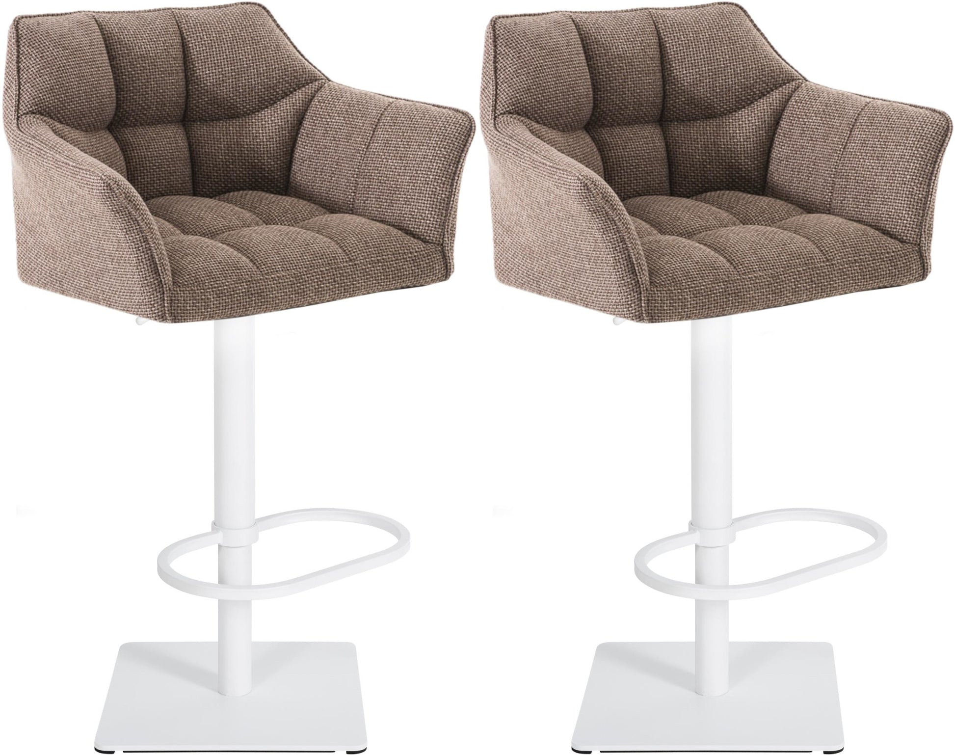 Set van 2 Verstelbare Barkrukken - Hoge Krukken - Extra Zitcomfort Onderstel Kleur wit Kleur terrabruin