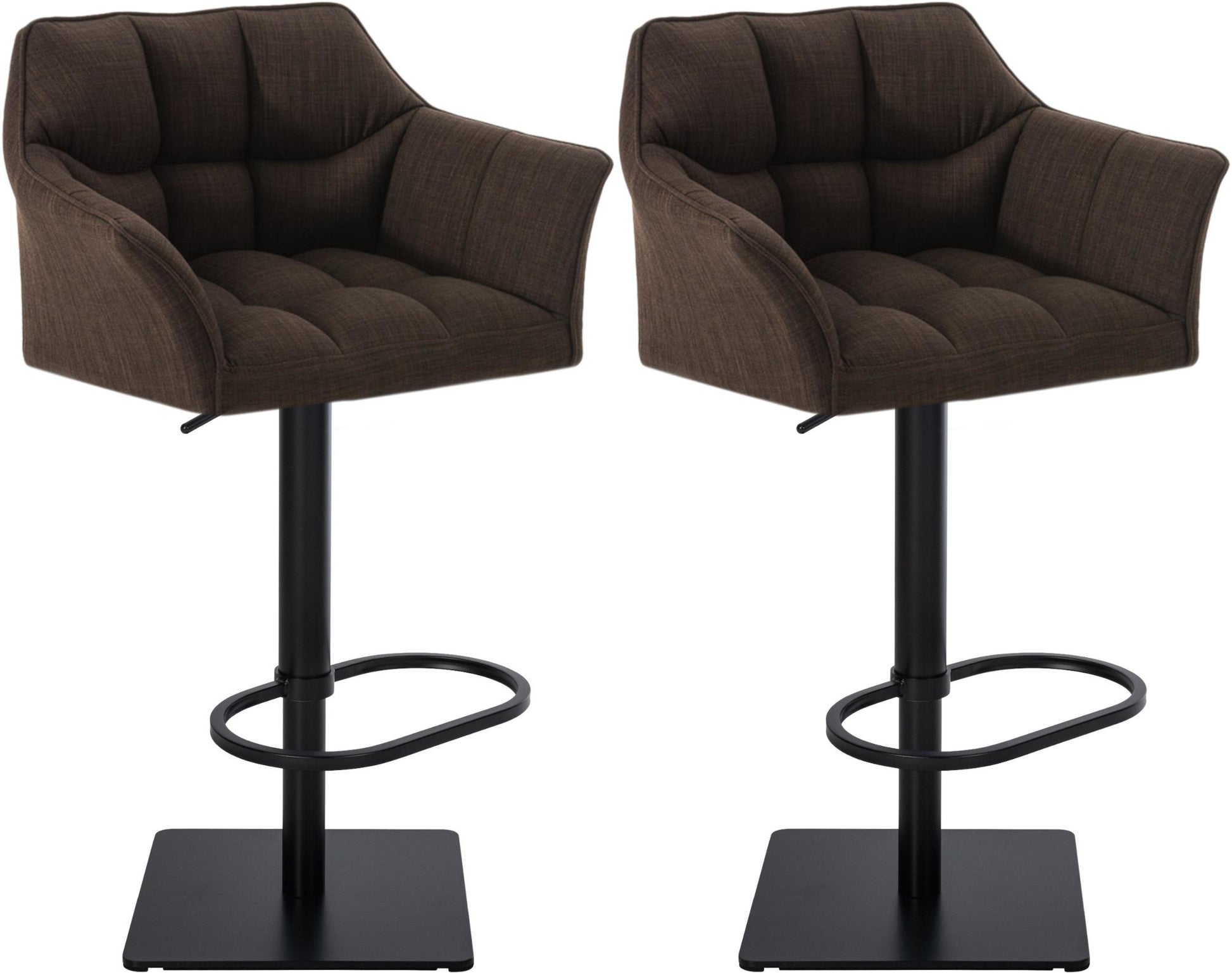 Set van 2 Verstelbare Barkrukken - Hoge Krukken - Extra Zitcomfort Onderstel Kleur zwart Kleur bruin