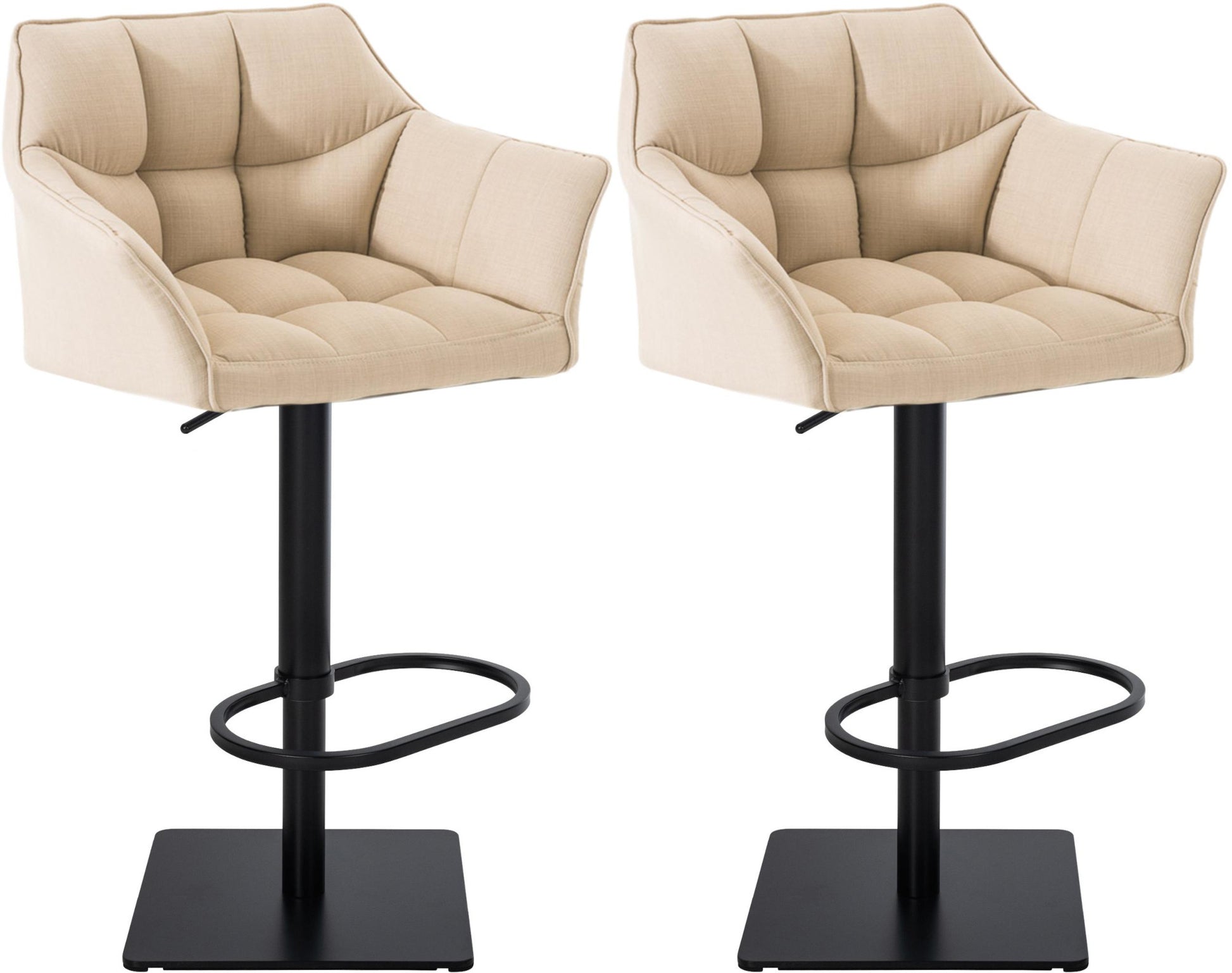 Set van 2 Verstelbare Barkrukken - Hoge Krukken - Extra Zitcomfort Onderstel Kleur zwart Kleur crème
