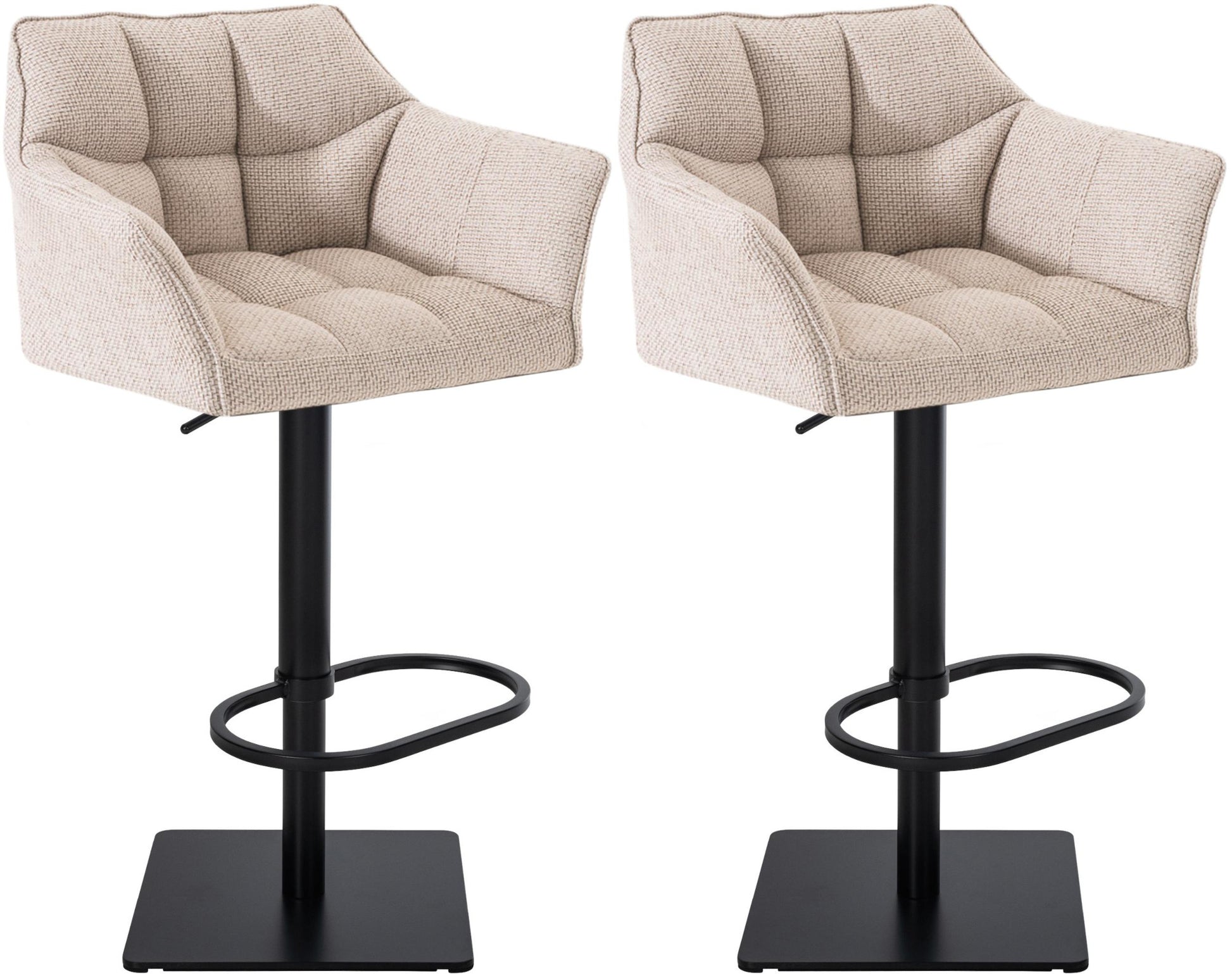 Set van 2 Verstelbare Barkrukken - Hoge Krukken - Extra Zitcomfort Onderstel Kleur zwart Kleur ivoor