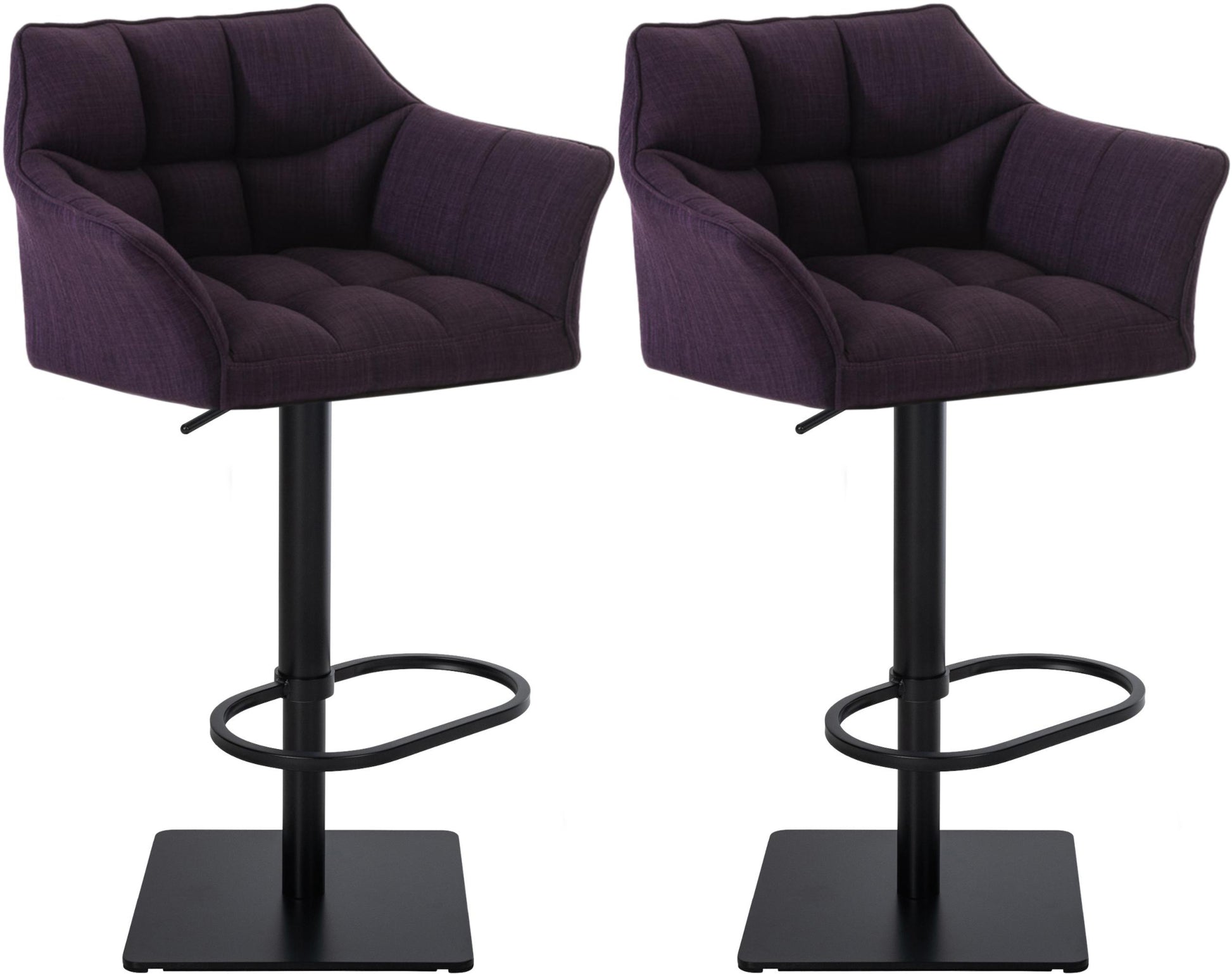 Set van 2 Verstelbare Barkrukken - Hoge Krukken - Extra Zitcomfort Onderstel Kleur zwart Kleur lila