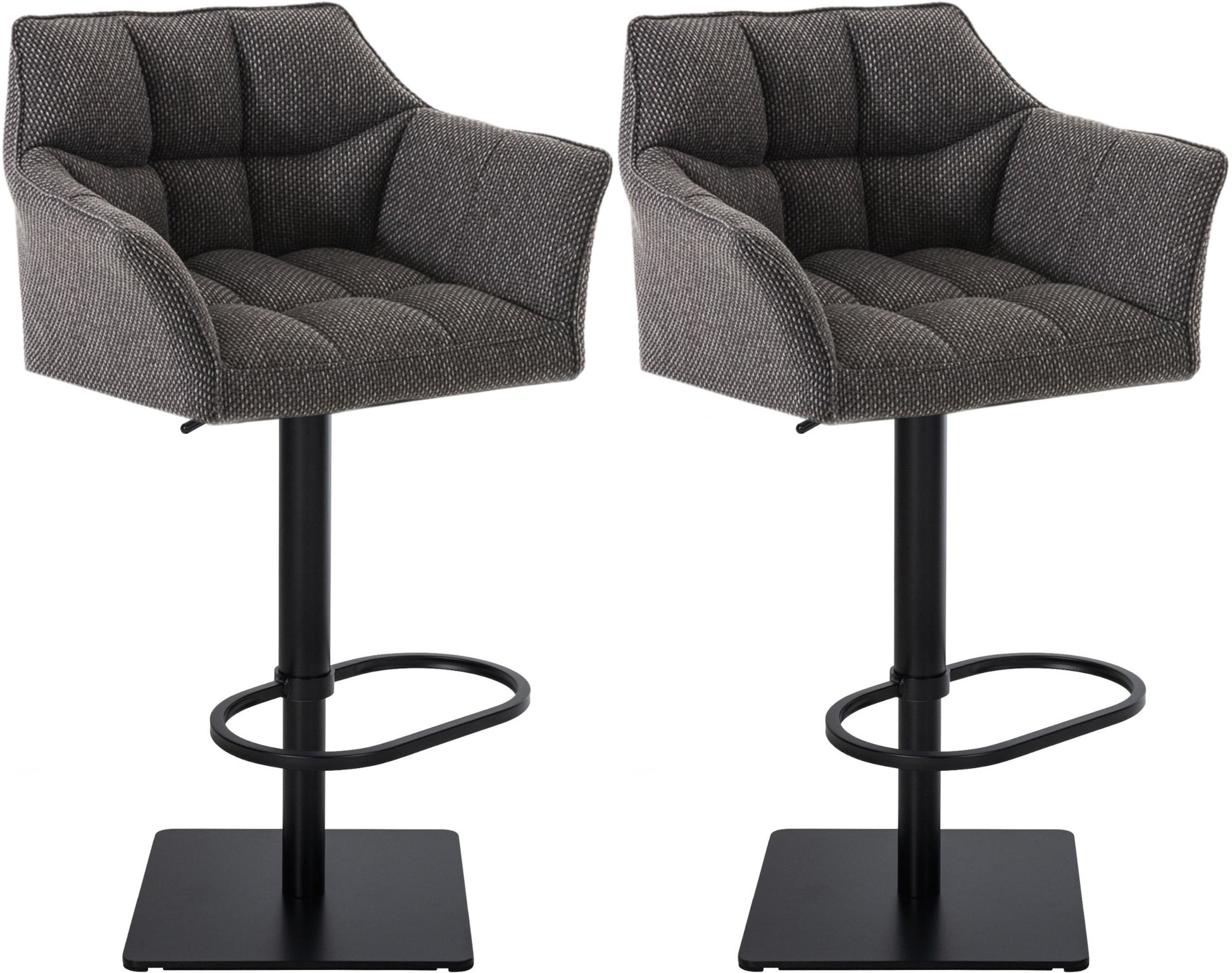 Set van 2 Verstelbare Barkrukken - Hoge Krukken - Extra Zitcomfort Onderstel Kleur zwart Kleur titangrijs