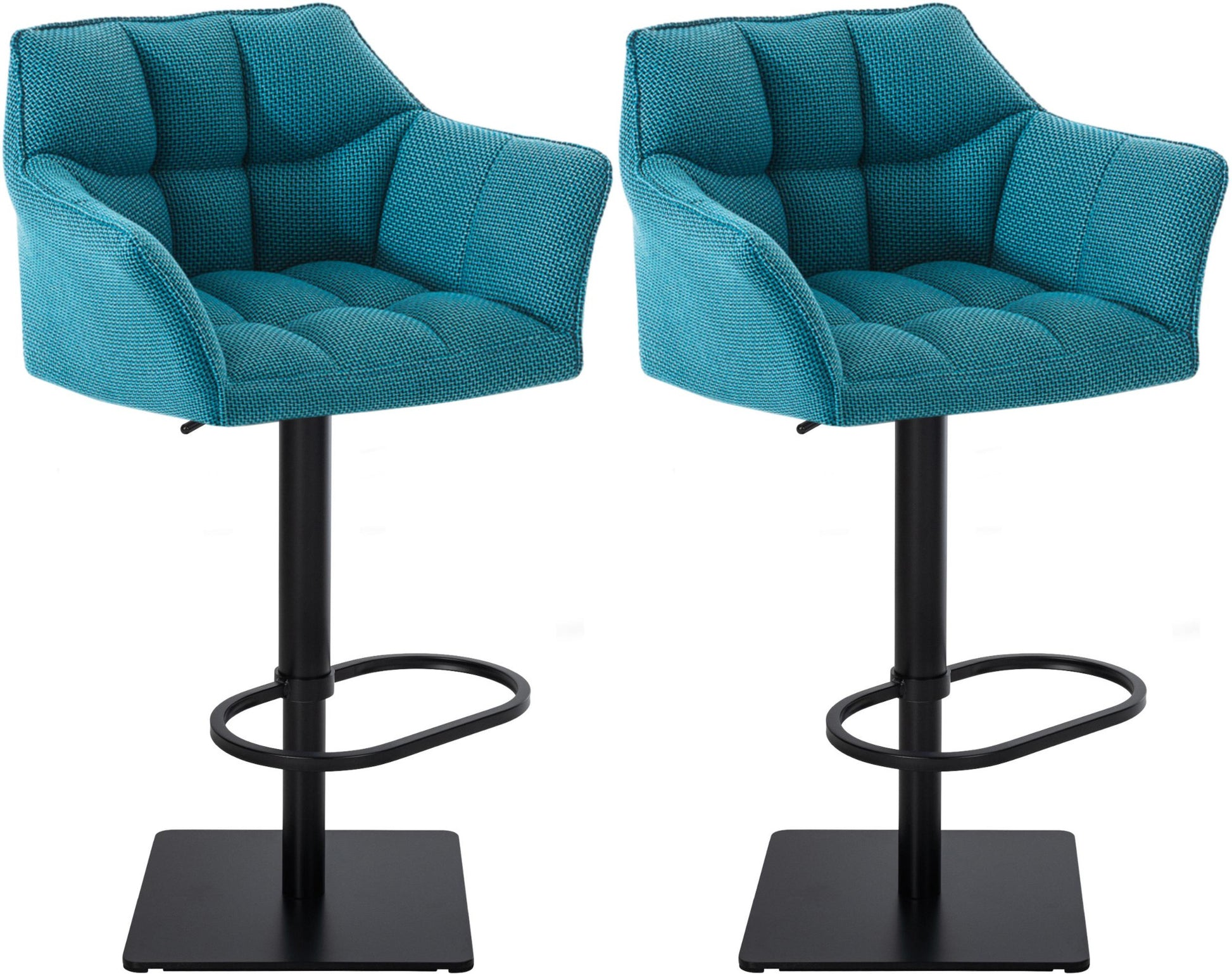 Set van 2 Verstelbare Barkrukken - Hoge Krukken - Extra Zitcomfort Onderstel Kleur zwart Kleur turkoois