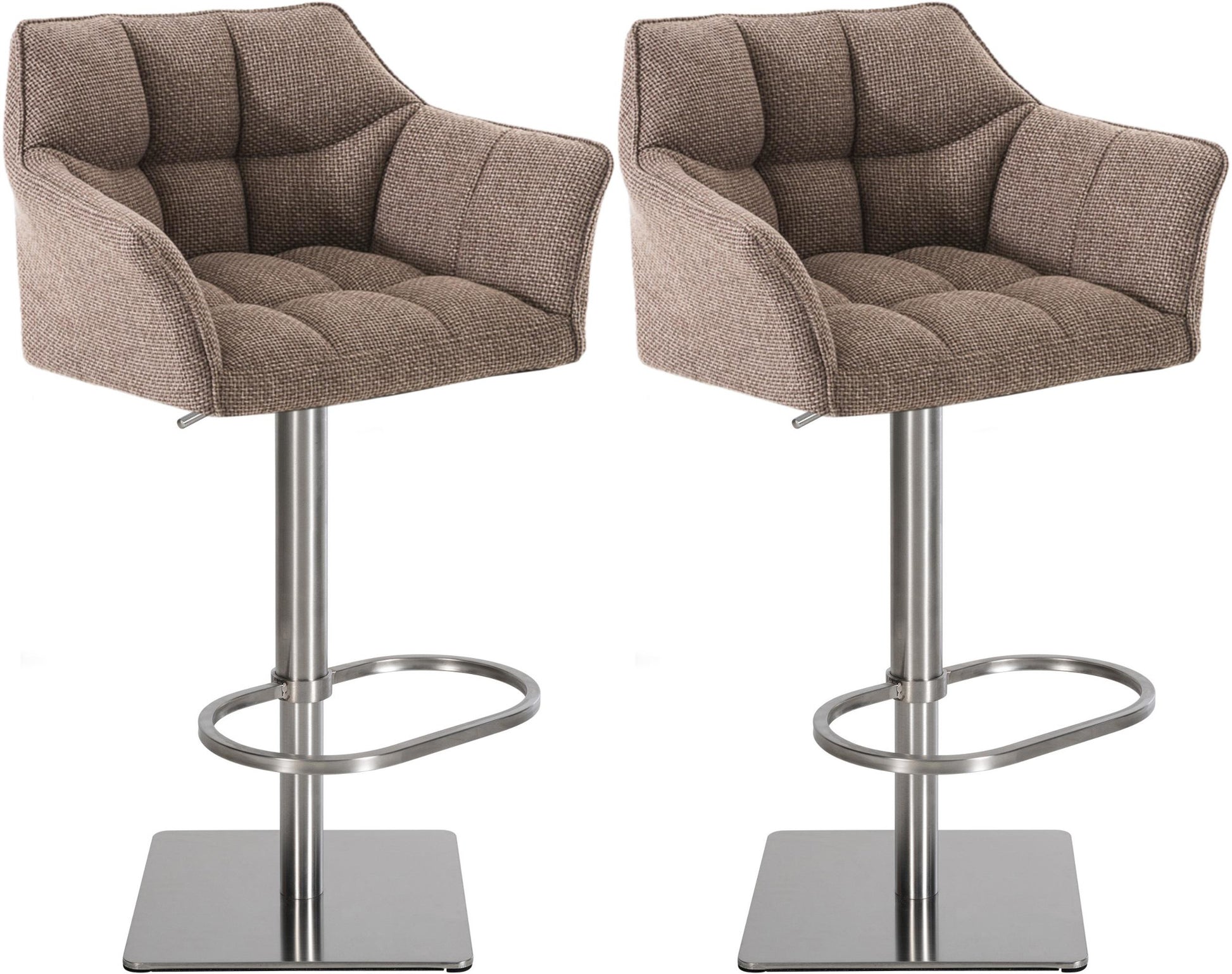 Set van 2 Verstelbare Barkrukken - Hoge Krukken - Extra Zitcomfort Onderstel Kleur roestvrij staal Kleur terrabruin