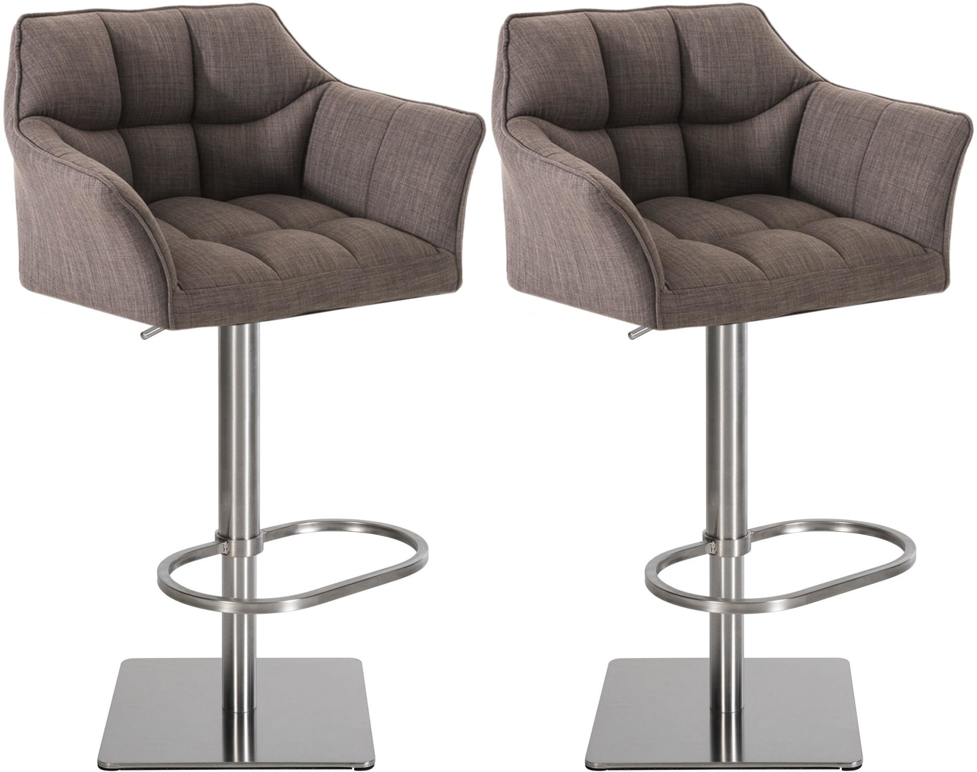 Set van 2 Verstelbare Barkrukken - Hoge Krukken - Extra Zitcomfort Onderstel Kleur roestvrij staal Kleur grijs