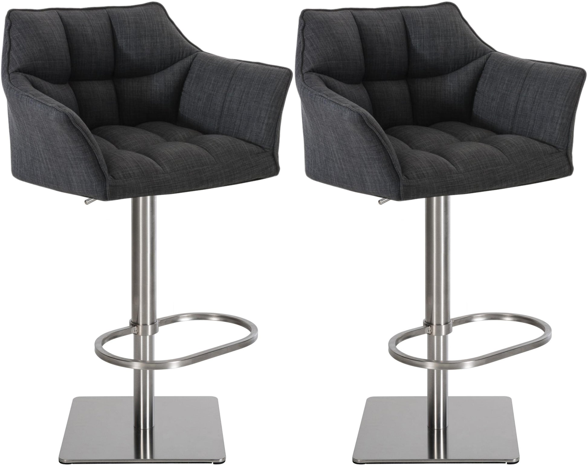 Set van 2 Verstelbare Barkrukken - Hoge Krukken - Extra Zitcomfort Onderstel Kleur roestvrij staal Kleur donkergrijs