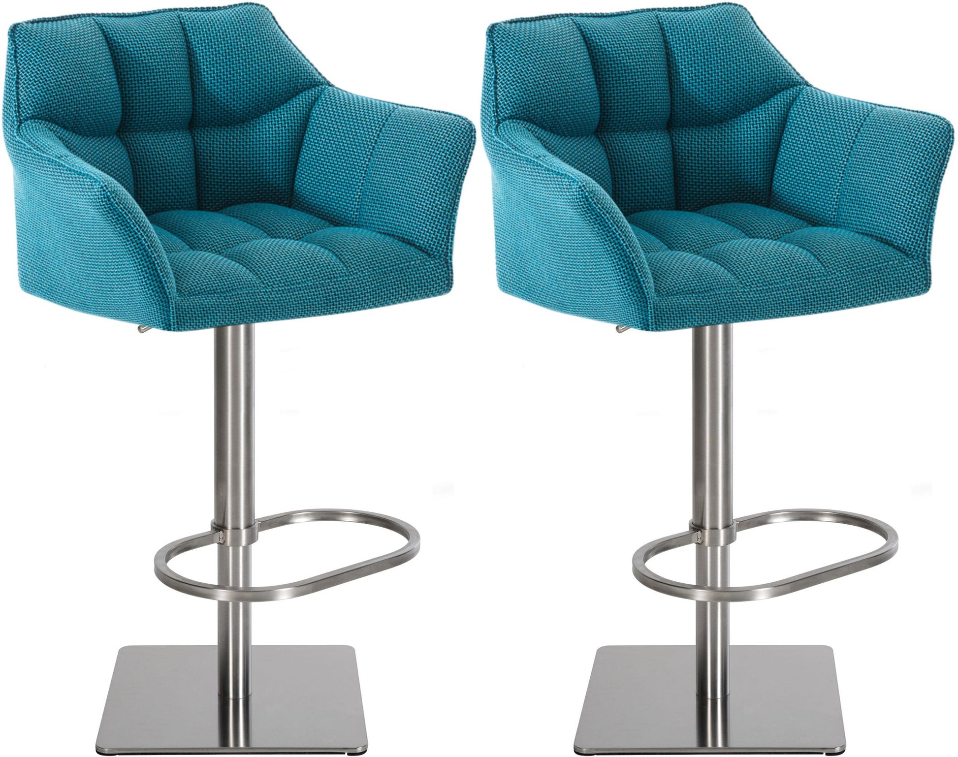 Set van 2 Verstelbare Barkrukken - Hoge Krukken - Extra Zitcomfort Onderstel Kleur roestvrij staal Kleur turkoois