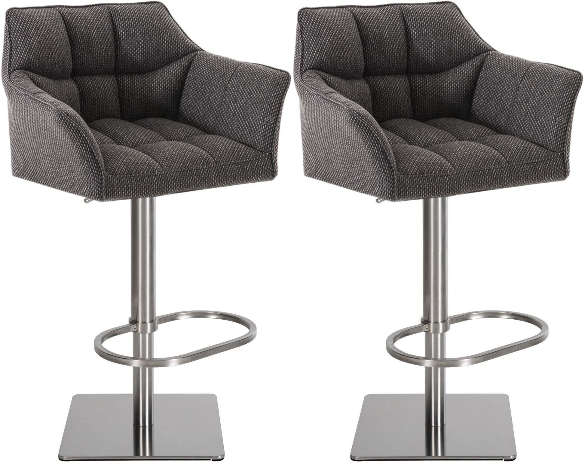 Set van 2 Verstelbare Barkrukken - Hoge Krukken - Extra Zitcomfort Onderstel Kleur roestvrij staal Kleur titangrijs