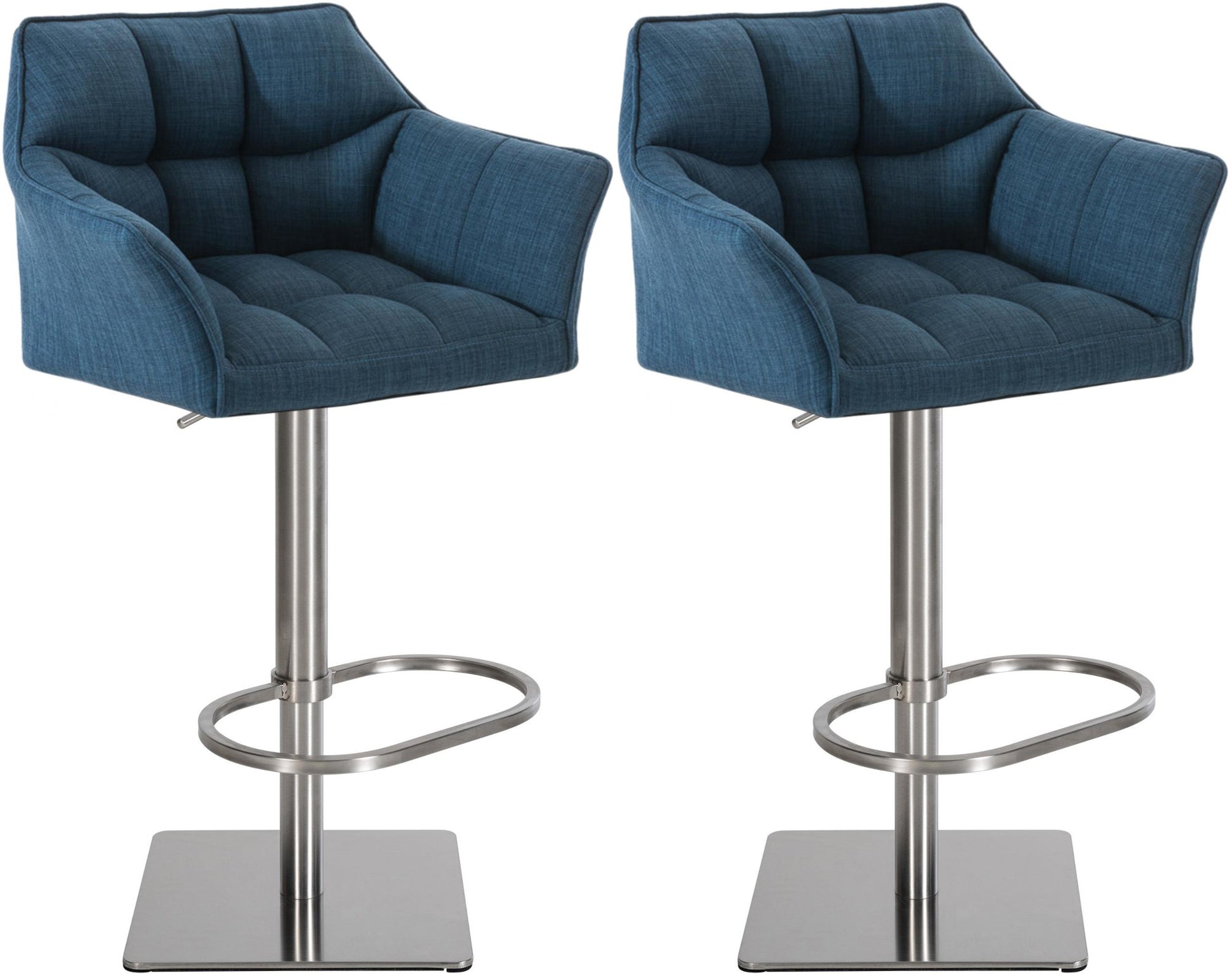 Set van 2 Verstelbare Barkrukken - Hoge Krukken - Extra Zitcomfort Onderstel Kleur roestvrij staal Kleur blauw