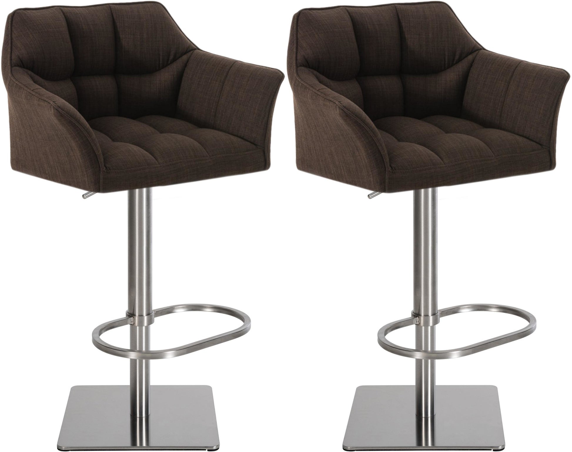 Set van 2 Verstelbare Barkrukken - Hoge Krukken - Extra Zitcomfort Onderstel Kleur roestvrij staal Kleur bruin