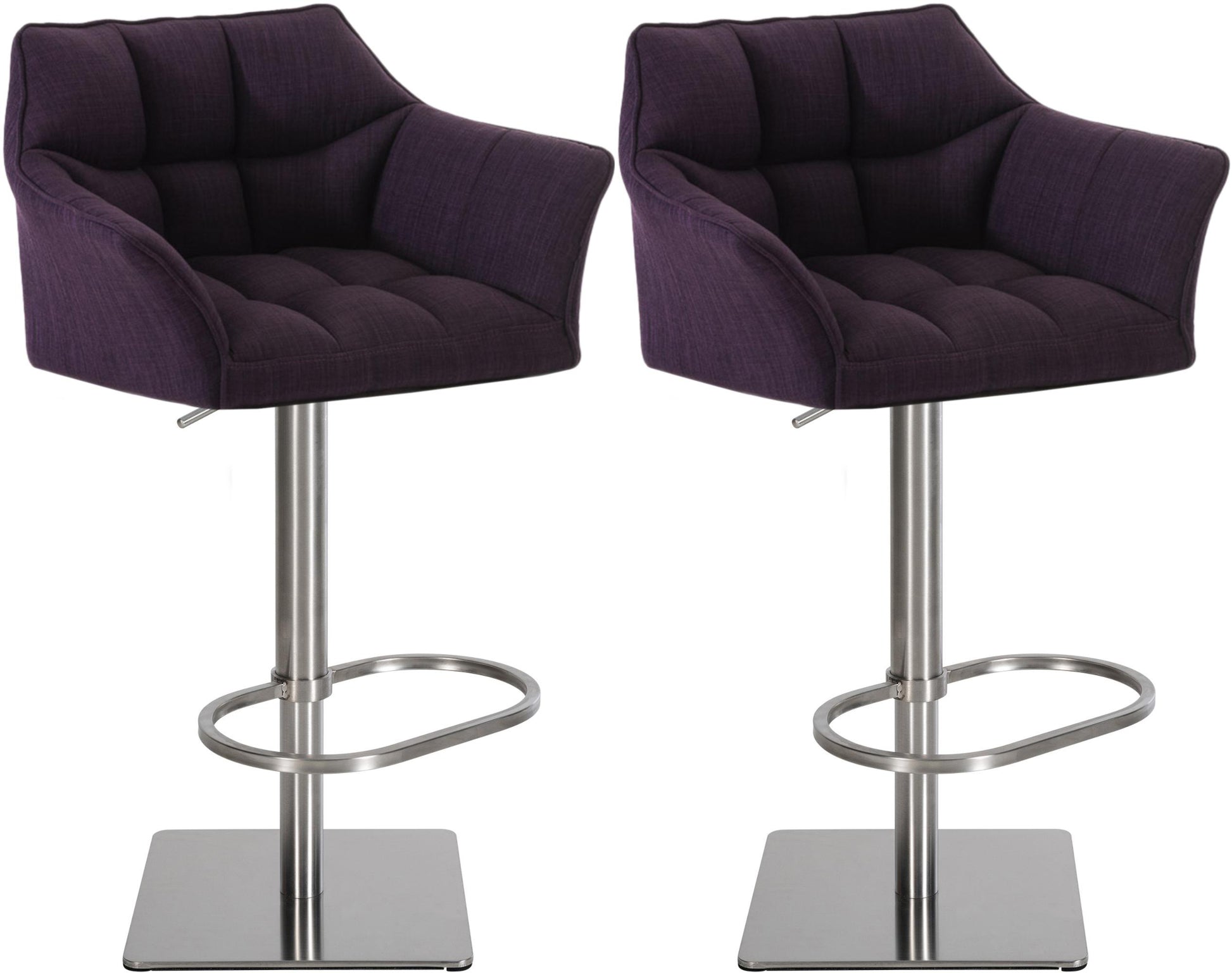 Set van 2 Verstelbare Barkrukken - Hoge Krukken - Extra Zitcomfort Onderstel Kleur roestvrij staal Kleur lila