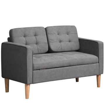 Zitbank met opbergruimte - Grijze bank | Kleur: Grijs | Afmetingen: 111x62x78 cm