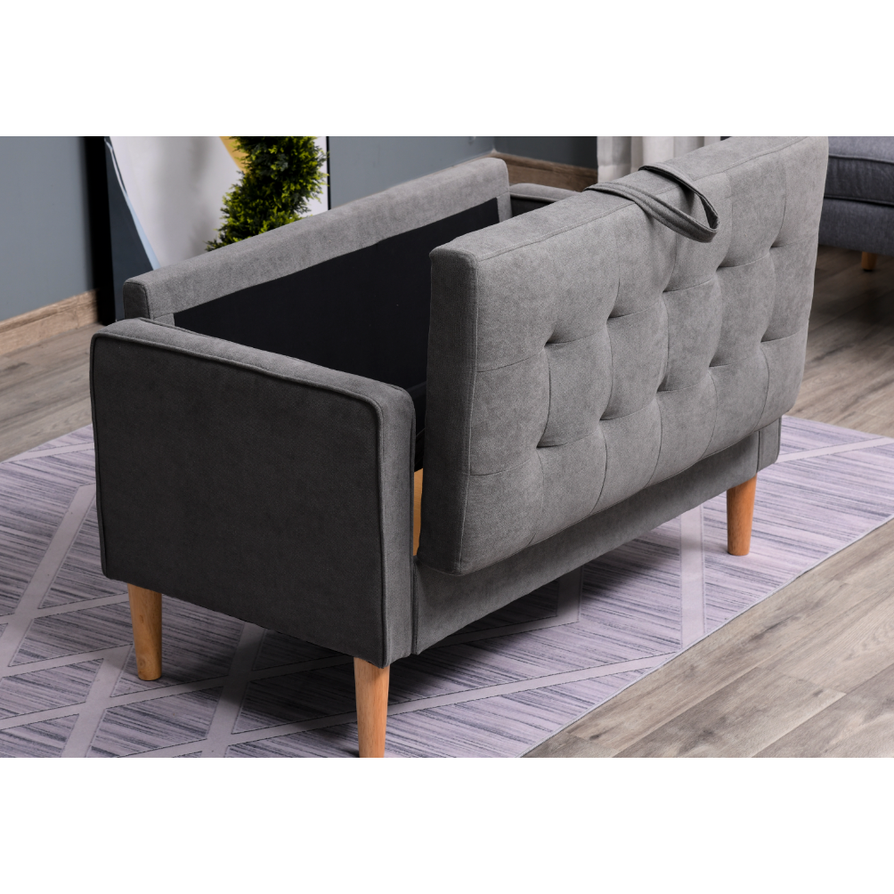 Zitbank met opbergruimte - Grijze bank | Kleur: Grijs | Afmetingen: 111x62x78 cm