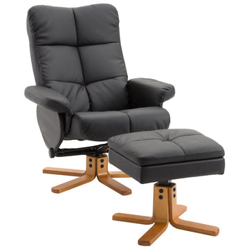 Relaxfauteuil met voetenbank - Zwarte recliner | Kleur: Zwart | Afmetingen: 80x86x99 cm