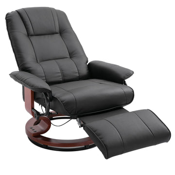 Relaxfauteuil met voetensteun en draaifunctie | Kleur: Zwart | Afmetingen: 87x78x100 cm
