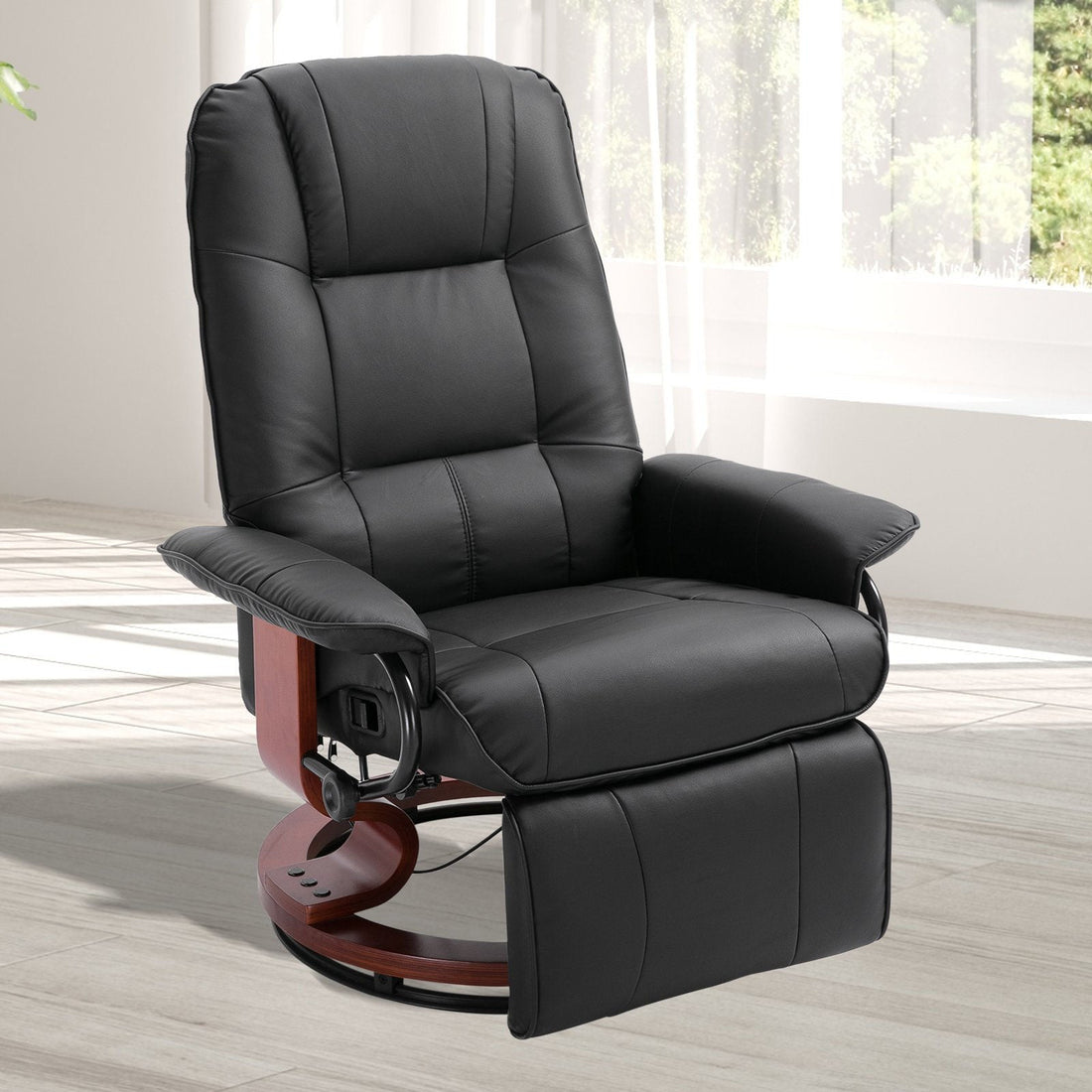 Relaxfauteuil met voetensteun en draaifunctie | Kleur: Zwart | Afmetingen: 87x78x100 cm