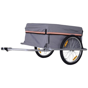 Fietskar voor bagage - Stalen fietstrailer | Kleur: Grijs | Afmetingen: 88x140x60 cm