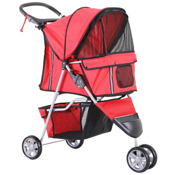Hondenbuggy voor hond en kat | Kleur: Rood | Afmetingen: 17.72x29.53x38.19 cm
