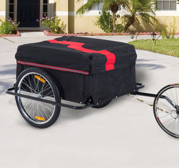 Fietstrailer voor transport - rood/zwart | Kleur: Rood, zwart | Afmetingen: 34.65x55.12x23.62 cm