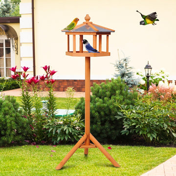 Vogelhuisje met standaard - Geel | Kleur: Geel | Afmetingen: 15.75x15.75x44.49 cm