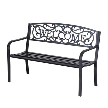 2-zits tuinbank van ijzer - Nostalgisch design | Kleur: Zwart | Afmetingen: 50x23,622x34,25 cm