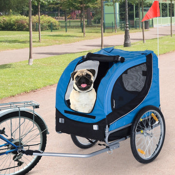 Hondenfietskar - fietstrailer voor honden | Kleur: Blauw, zwart | Afmetingen: 28.74x51.18x35.43 cm