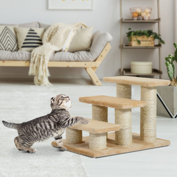 Dierentrap voor kleine dieren - Pluchen opstap | Kleur: Crème | Afmetingen: 45x35x34 cm