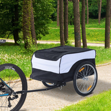 Fietstrailer met stalen frame | Kleur: Wit, Zwart | Afmetingen: 30,32x51,18x25,59 cm