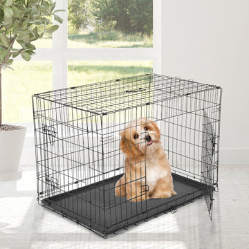 Honden transportkooi - Draadkooi voor kleine dieren | Kleur: Zwart | Afmetingen: 53x76x57 cm