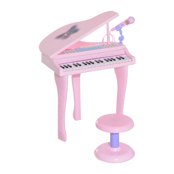 Kinderpiano met microfoon | Kleur: Roze | Afmetingen: 15,35x18,89x27,16 cm