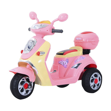Elektrische kindermotor | Kleur: Roze/geel | Afmetingen: 20.08x42.52x29.53 cm