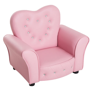 Kindersofa, hartvormig | Kleur: Roze | Afmetingen: 23,23x16,34x19,29 cm