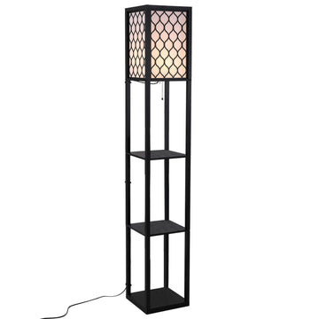 Staande lamp met 3 planken | Kleur: Zwart | Afmetingen: 10.23x10.23x14.17 cm