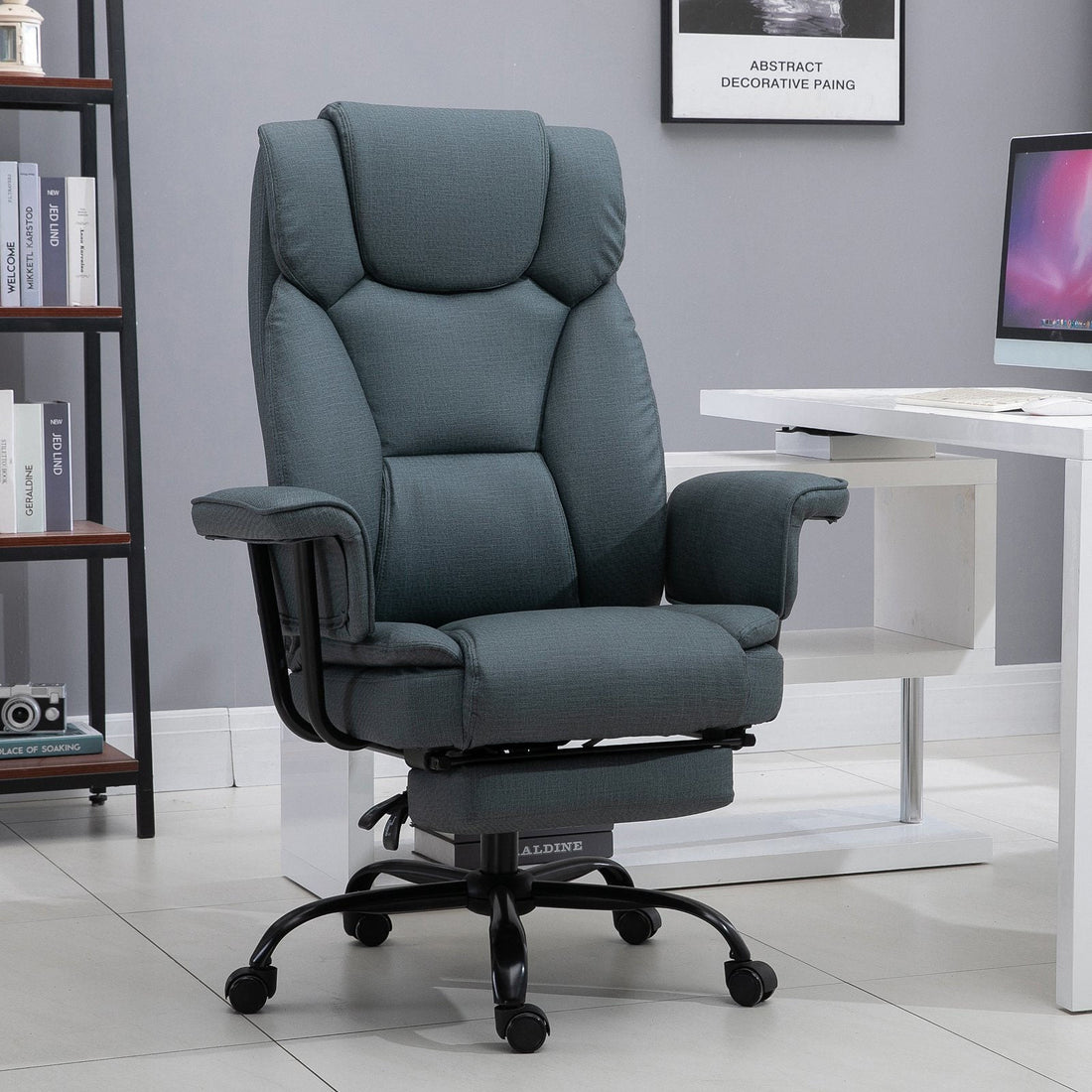 Executive bureaustoel met voetensteun | Kleur: Grijs | Afmetingen: 31.5x26.77x49.6 cm