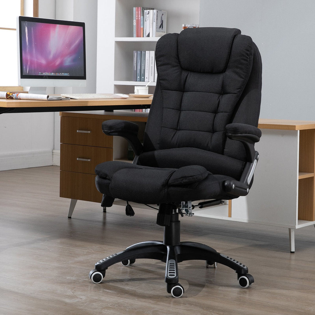 Bureaustoel met massage en verwarming | Kleur: Zwart | Afmetingen: 26.38x26.38x49.6 cm